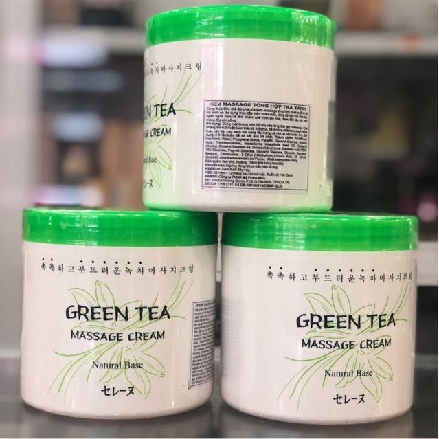 Kem Massage Trà Xanh Green Tea Massage Cream Dùng Tại Nhà Hoặc Spa Chăm Sóc Da Mặt Hũ 450gram