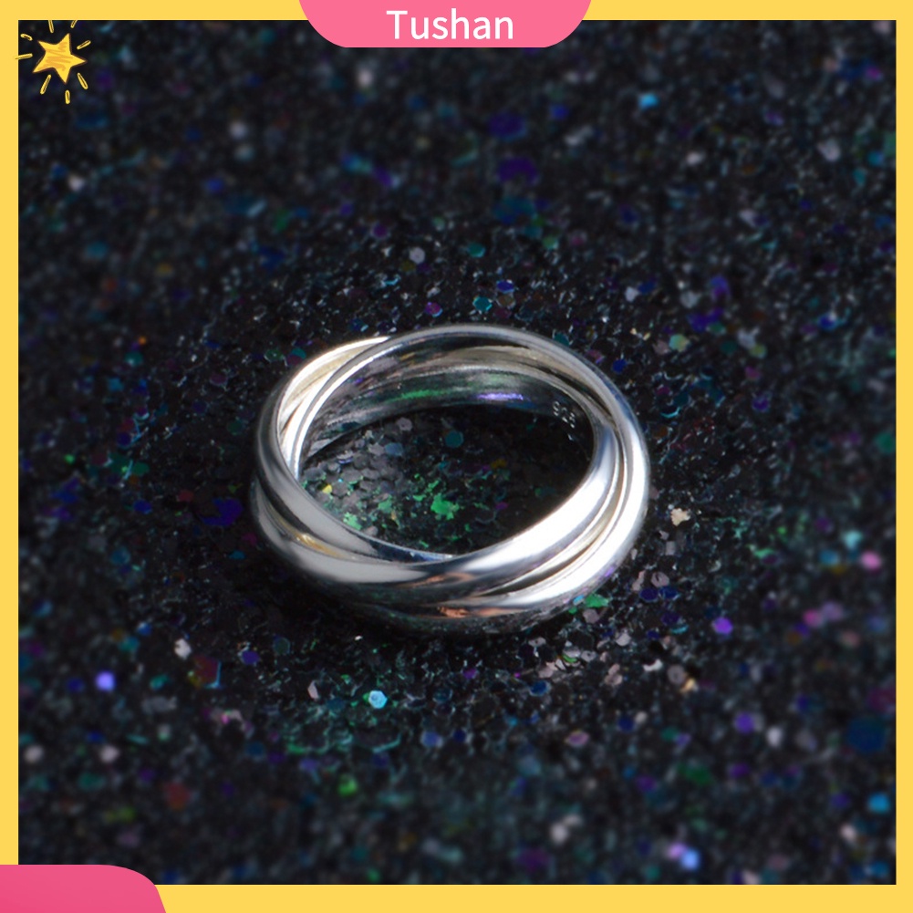 Nhẫn đeo ngón tay dự tiệc cưới 3 vòng tròn bắt chéo mịn màng sáng tạo cho nữ