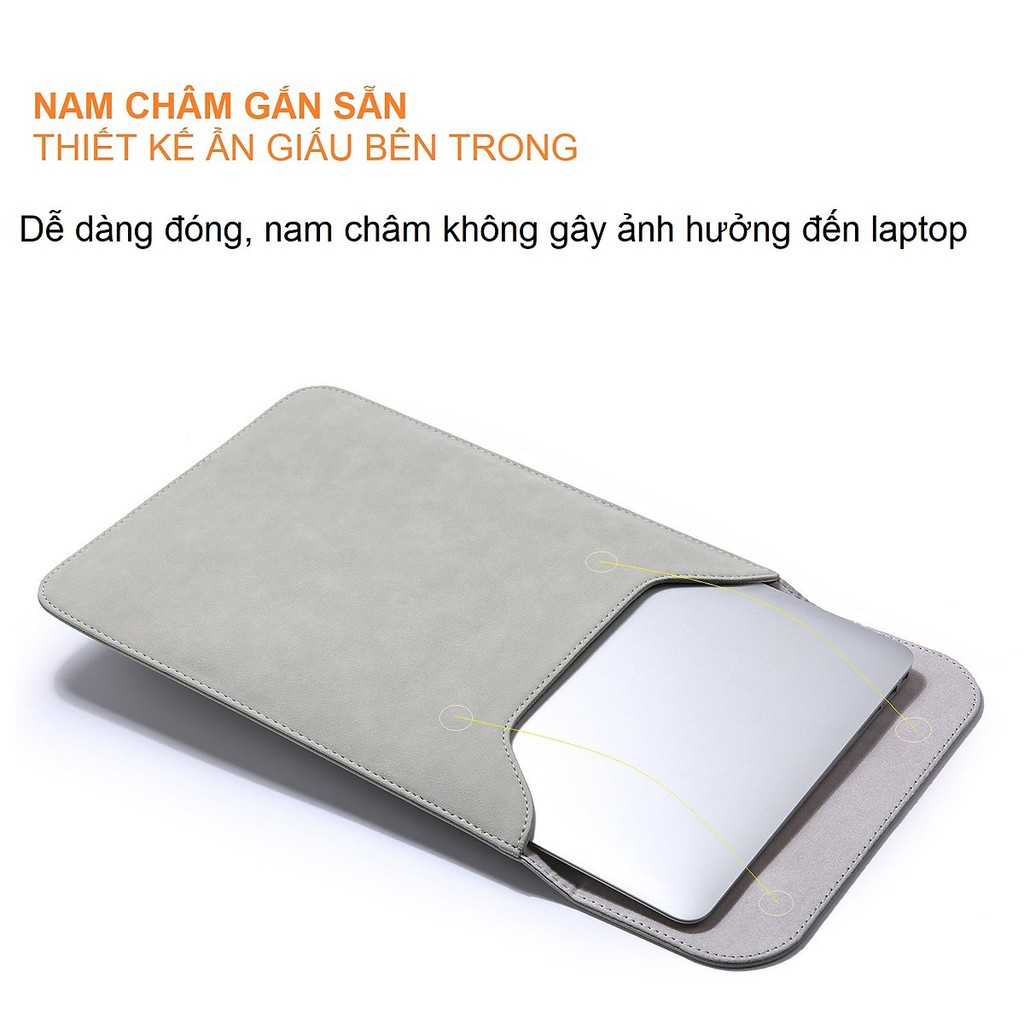 Túi Chống Sốc Dành Cho Macbook  Kèm Túi Đựng Phụ Kiện Công Nghệ Màu Xám