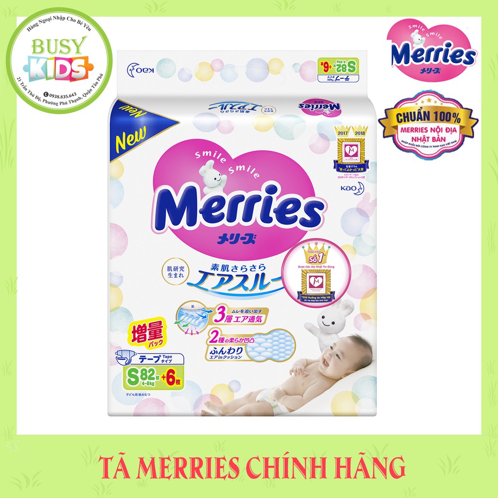 {Jumbo, cộng miếng, tiêu chuẩn} Tã Dán/Quần Merries Đủ Size NB90/S82/M64/L54/XL44-L44/XL38/XXL26