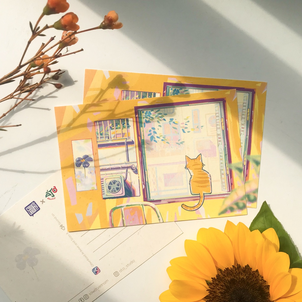 Postcard/ Thiệp giấy/Decor quét AR Meowlentine