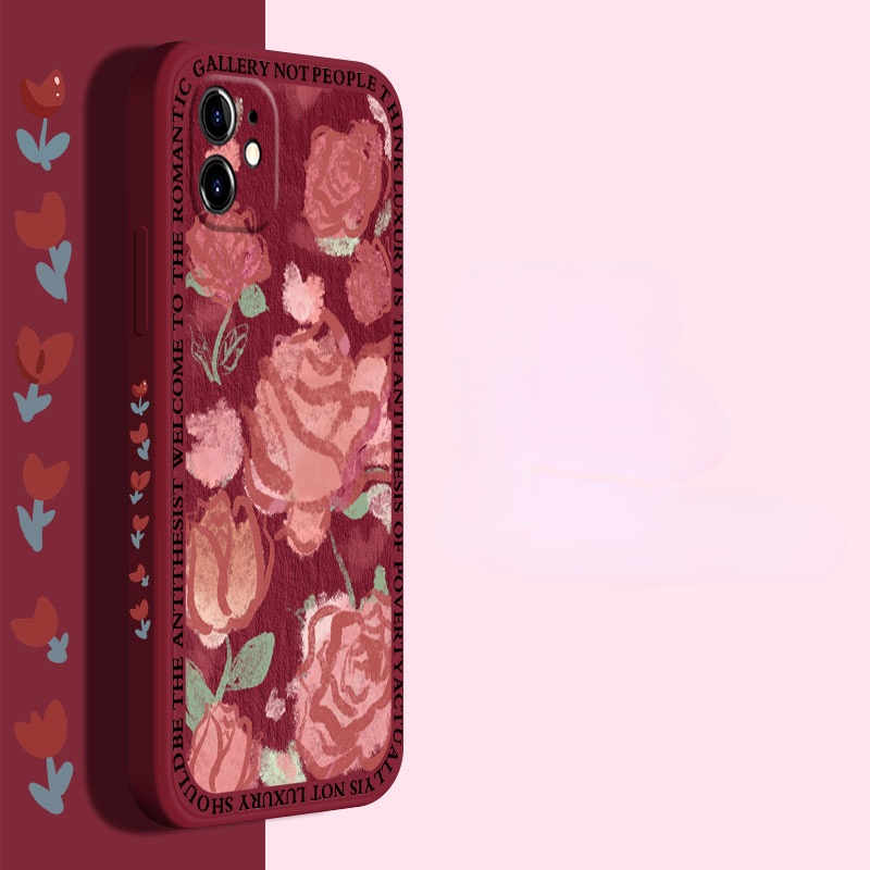 Ốp Điện Thoại Silicon In Họa Tiết Hoa Mực Cho iPhone 12 Mini / 11 Pro 8 Max 6 Plus / 7