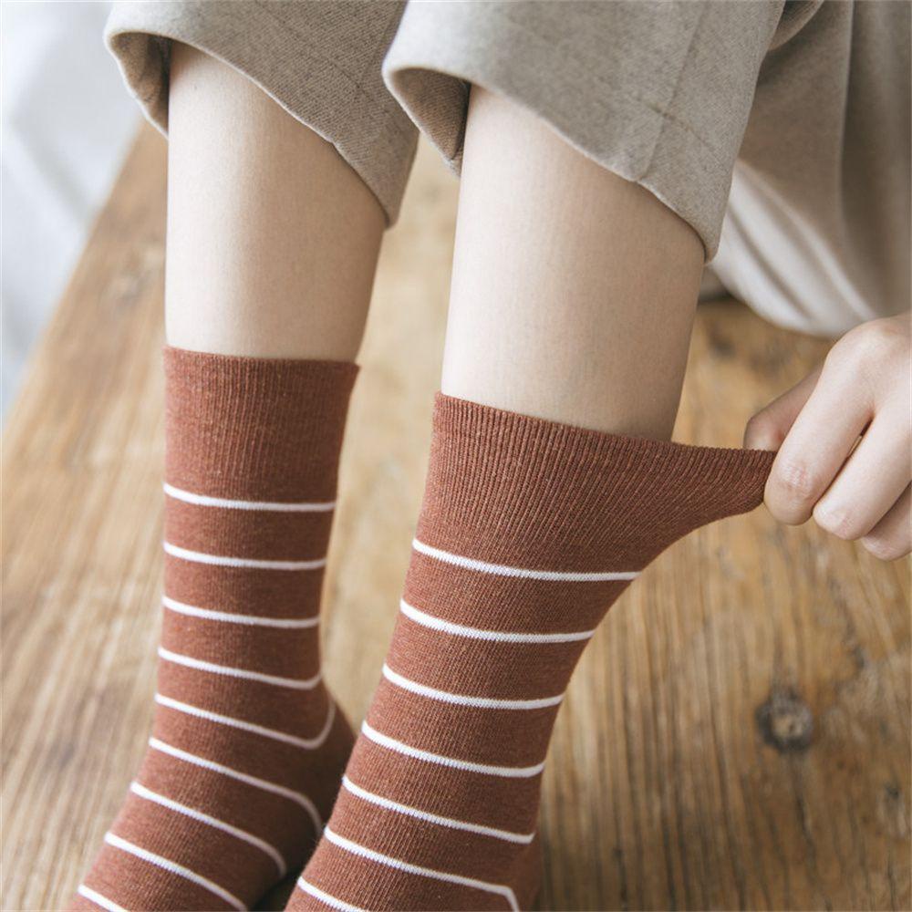 BORAG Vớ Cổ Cao Họa Tiết Kẻ Sọc Phong Cách Hàn Quốc Thời Trang Cho Nữ