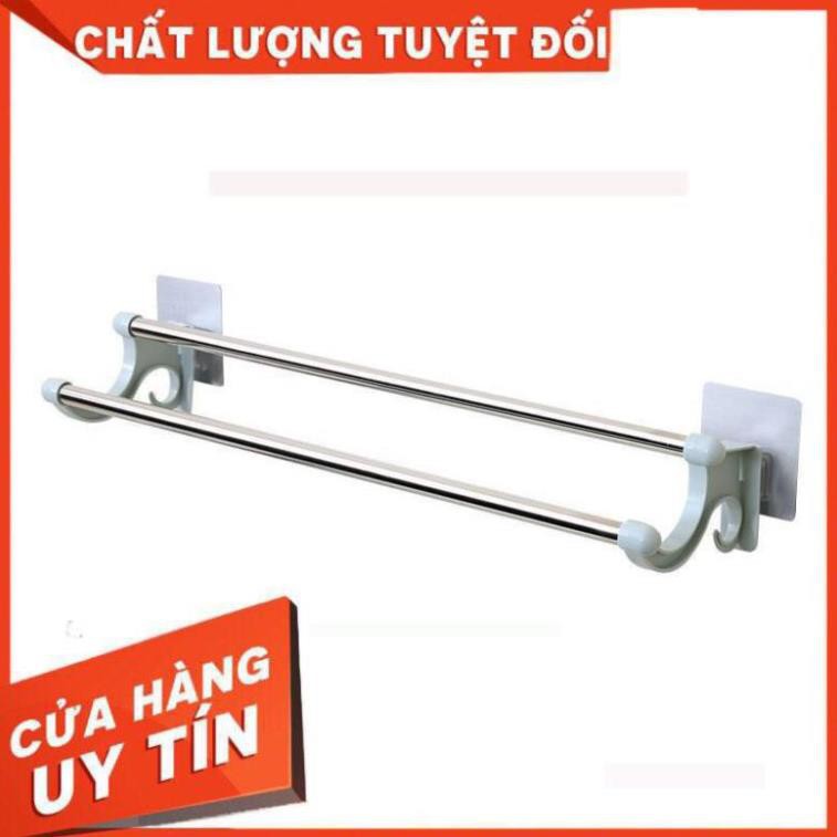 [Siêu Sale] Kệ vắt khăn 2 thanh inox Dính tường siêu chắc Không Cần Khoan Tường K127