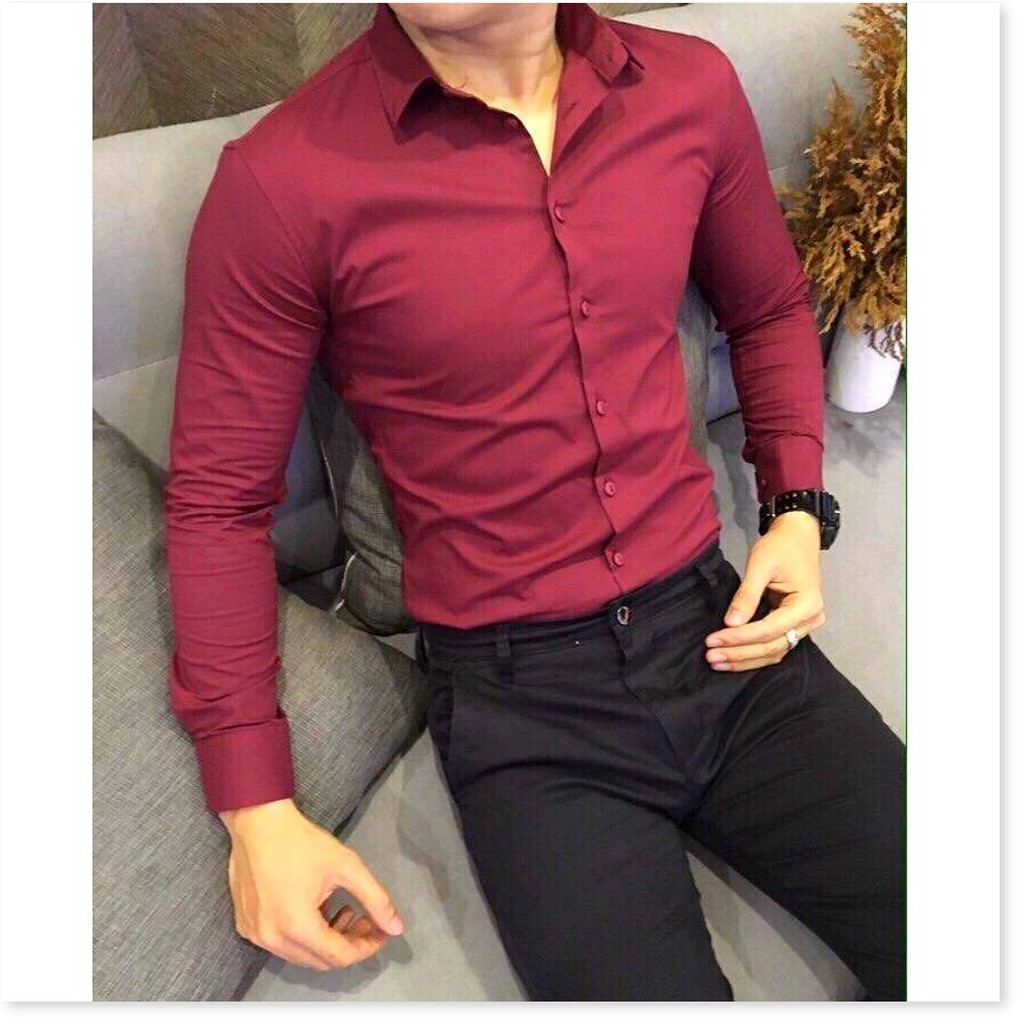 Áo sơ mi nam tay dài trắng đen đơn giản siêu mát HP