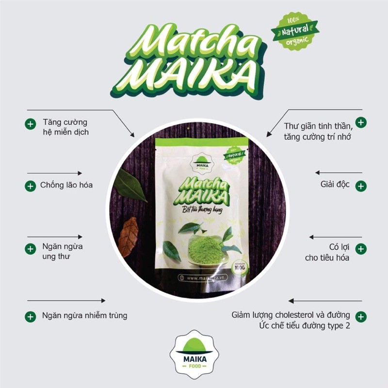 [100gr] Bột Matcha Maika Nguyên Chất -  Dùng Pha Chế, Làm Bánh, Làm Đẹp. Hỗ trợ Giảm Cân. Ngăn ngừa Ung Thư, Tiểu Đường | BigBuy360 - bigbuy360.vn