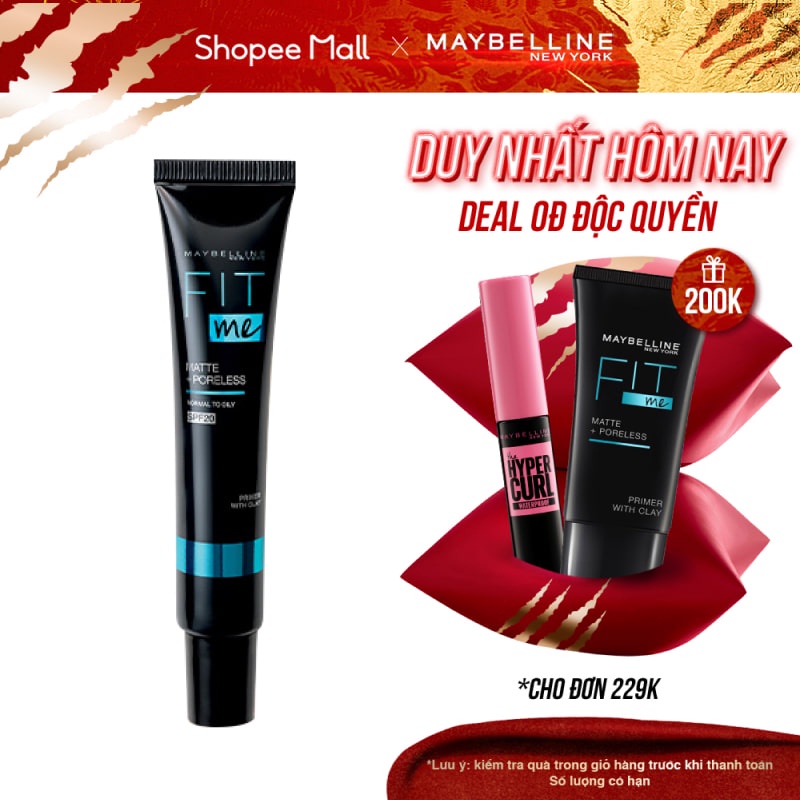 Kem Lót Kiềm Dầu Ngăn Xuống Tông SPF 20 Fit Me Primer Matte+Poreless Maybelline New York 30ml