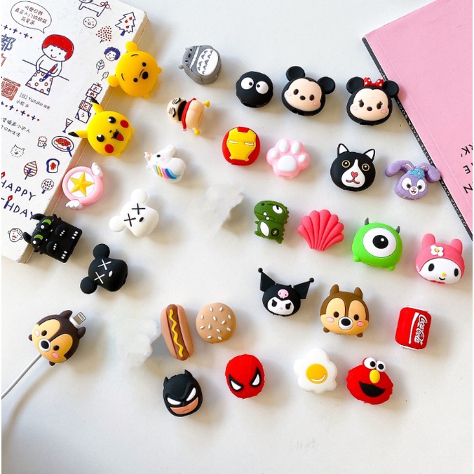 Thanh bọc bảo vệ đầu dây cáp sạc bằng silicone hình trái cây dễ thương cho Android/ IOS
