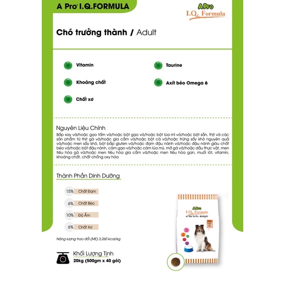 Thức ăn Chó Apro I.Q Formula -  Gói 500g