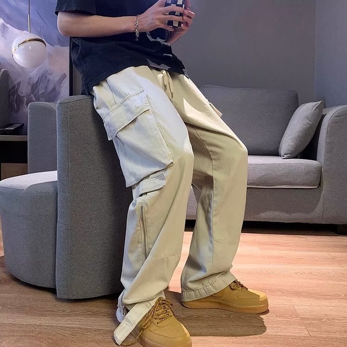 Quần ống Rộng Nam Phong Cách Retro Dành Cho Nữ Quần Baggy Cargo Pants Quần âu Nam Quần Jogger Nam Quần ống Suông Quần Túi Hộp Nam