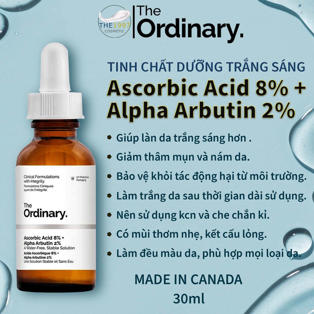 Serum Sáng Da - The Ordinary Ascorbic Acid 8% + Alpha Arbutin 2%