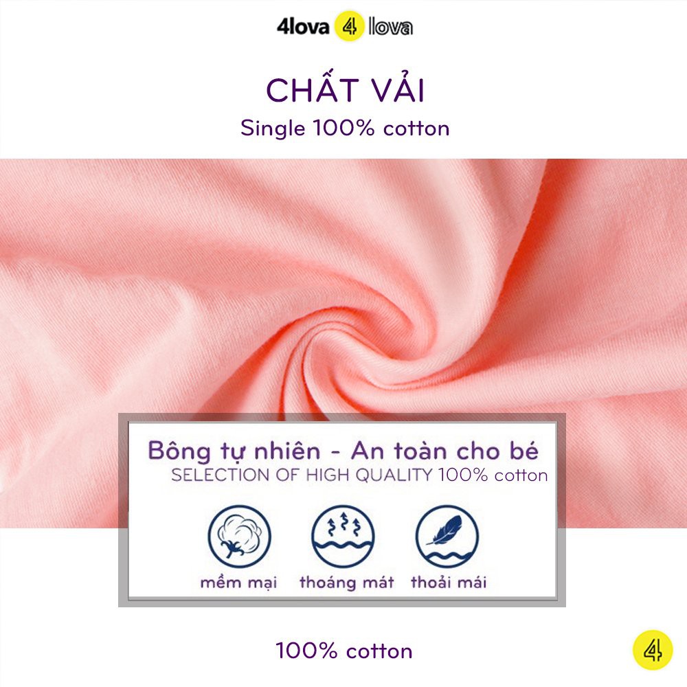 Áo hai dây cho bé gái 4LOVA chất cotton co giãn thoáng mát họa tiết xinh xắn hàng chính hãng từ 6-30kg