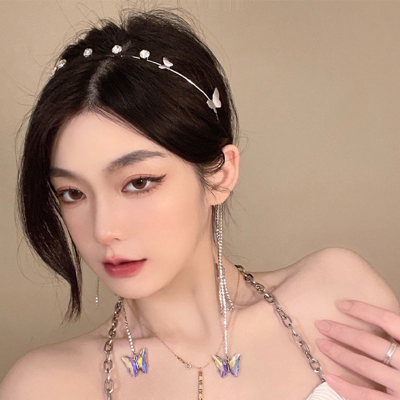 Băng Đô Cài Tóc Hình Bướm Đính Đá Pha Lê Lấp Lánh Thời Trang Cao Cấp