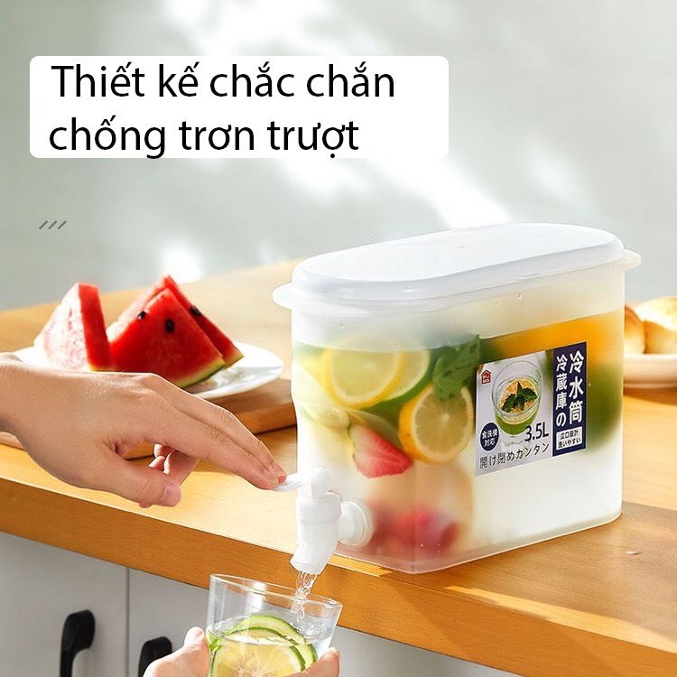 Bình đựng nước detox 3,5 lít có vòi, hộp đựng nước để tủ lạnh Seka, bình nước chịu nhiệt an toàn, bình đựng nước ép