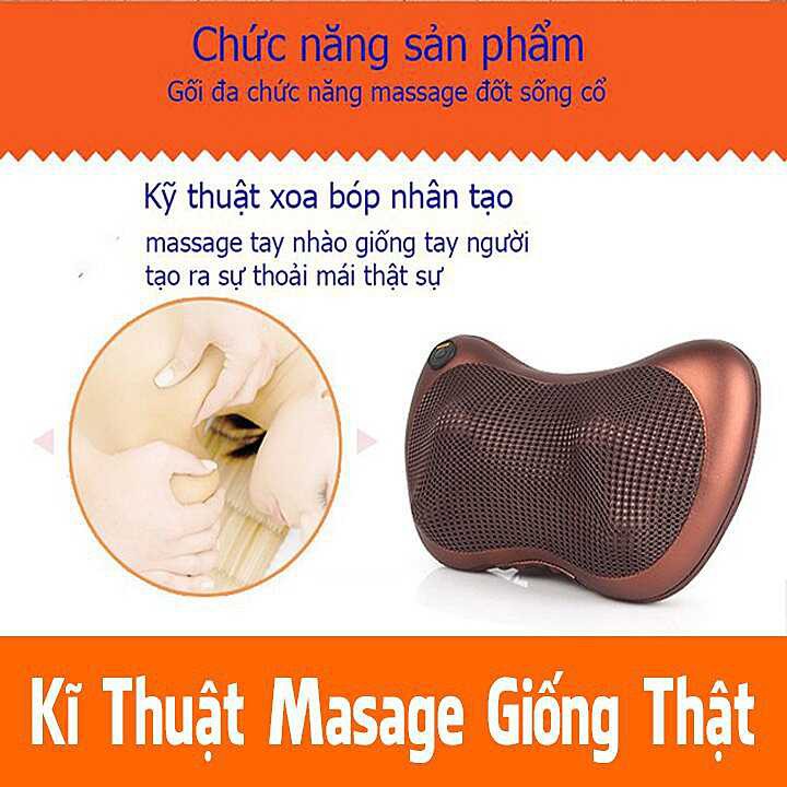 Gối massage hồng ngoại 18 bi mát xa cao cấp HÀN QUỐC