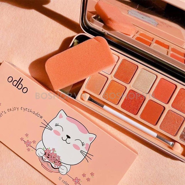 Bảng Phấn Mắt Tông Cam San Hô Có Nhũ Odbo Enjoy Eyeshadow OD297 No.02 - Màu Mắt Cam Đào Odbo