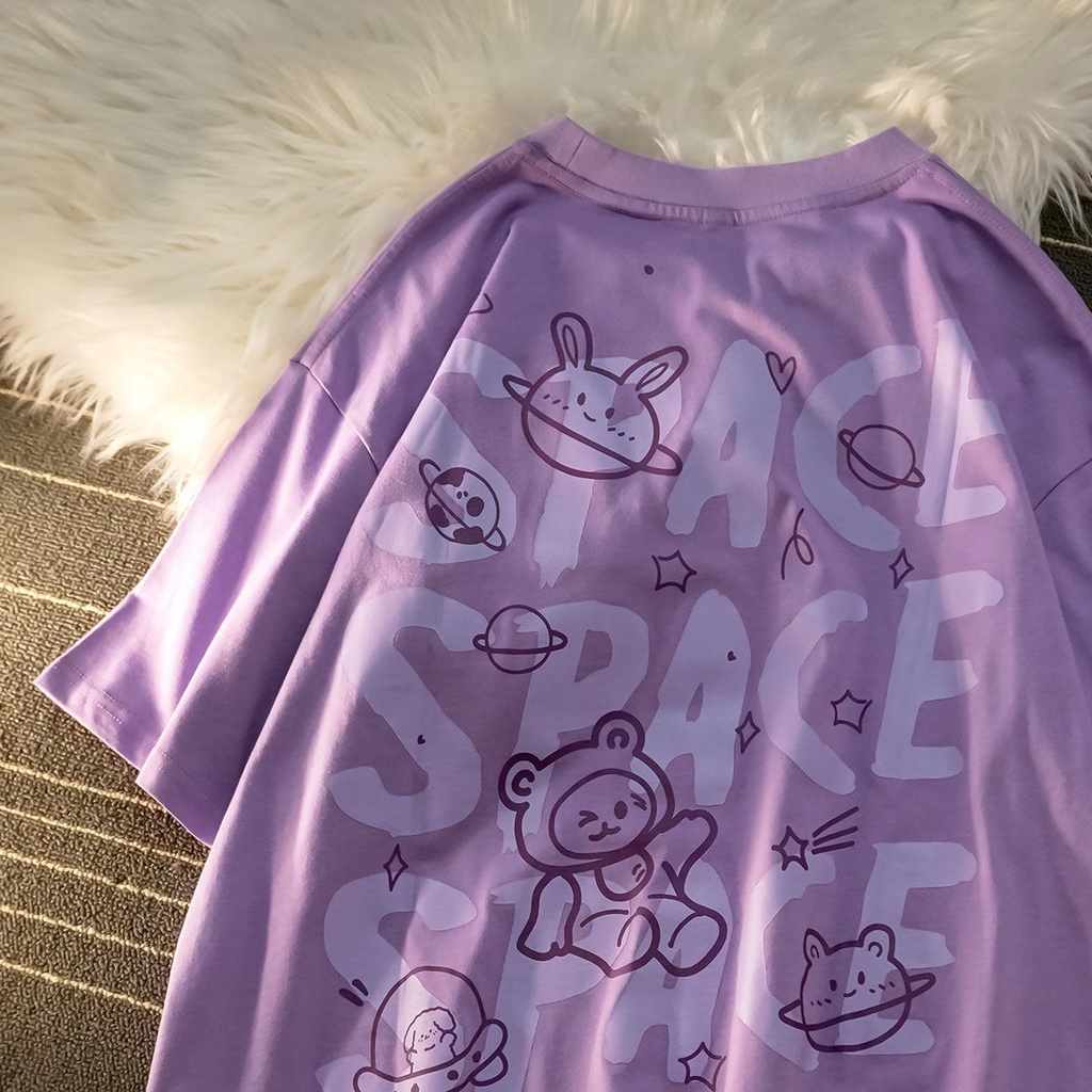 Áo thun COZOKC tay ngắn dáng rộng phong cách harajuku Nhật Bản dễ phối đồ thời trang