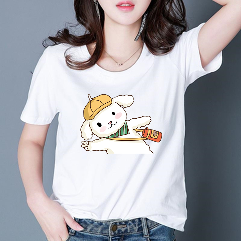 Women's Clothing Blouse Summer Short-sleeve perempuan T-shirt Fashion top Round Neck Student Clothes