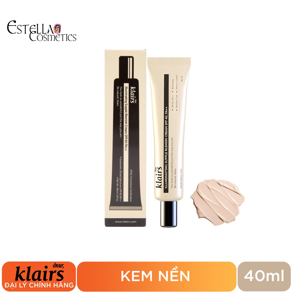 Kem Nền Trang Điểm Klairs Illuminating Supple Blemish Cream SPF40/PA++ 40ml