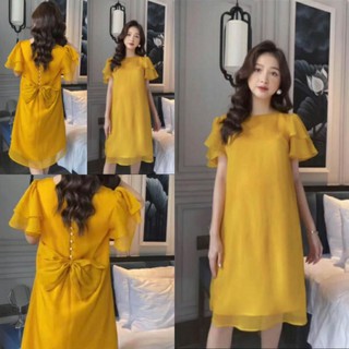 Đầm Bầu Dự Tiệc dambauxinh-BBA1412 Phối nơ chất tơ lụa đẹp new *
