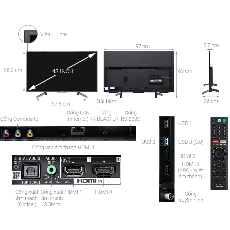 Android Tivi Sony 4K 43inch KD-43X8000G | BigBuy360 - bigbuy360.vn