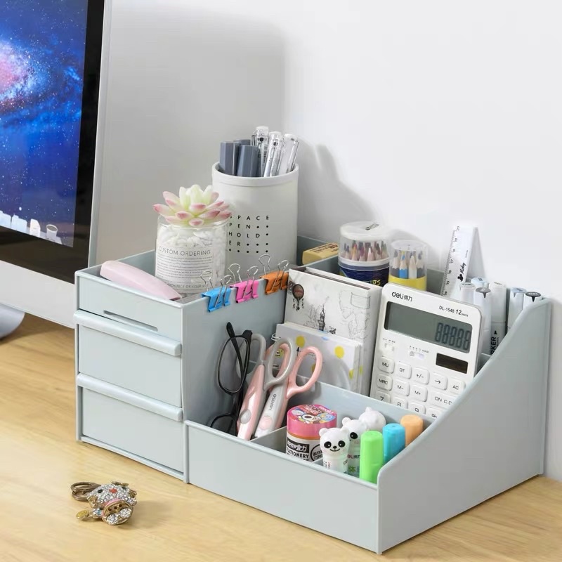 Kệ đựng mỹ phẩm đa năng bằng nhựa 5 màu 2 tầng nhiều ô