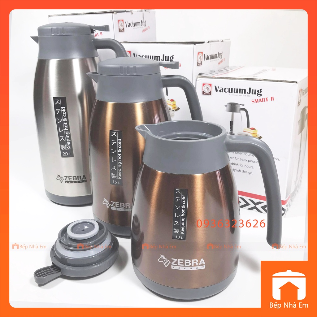 Bình Giữ Nhiệt ZEBRA Smart II 1L - 1.5L - 2L (Inox304) . Nhập Khẩu Thái Lan