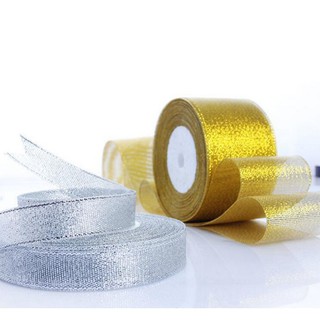 Cuộn ruy băng kim tuyến Bạc - Vàng bản rộng 4cm