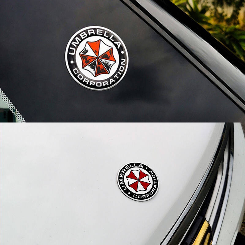 UMBRELLA CORPORATION Kim loại nhôm Nhãn dán xe Thân cây Fender Hình dán huy hiệu Biểu tượng Resident Evil Decal sửa đổi ô tô