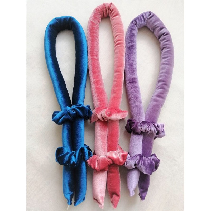 (VẢI NHUNG) SET 2 SCRUNCHIES + THANH CUỐN TÓC SATIN DỤNG CỤ LÀM TÓC XOĂN KHÔNG DÙNG NHIỆT/ HEATLESS HAIR FLEXI ROD