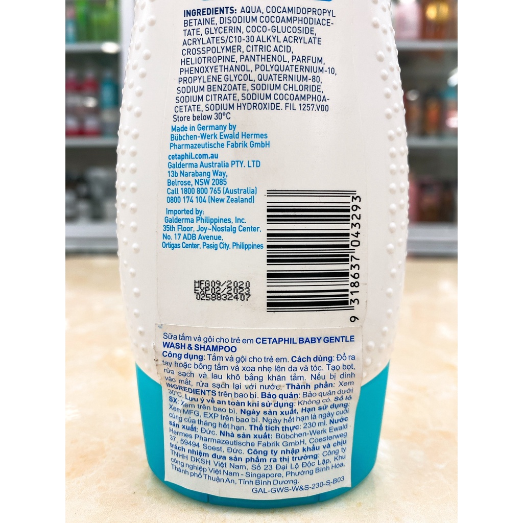 Sữa Tắm Gội Toàn Thân Cetaphil Cho Bé Made In Canada 250ml