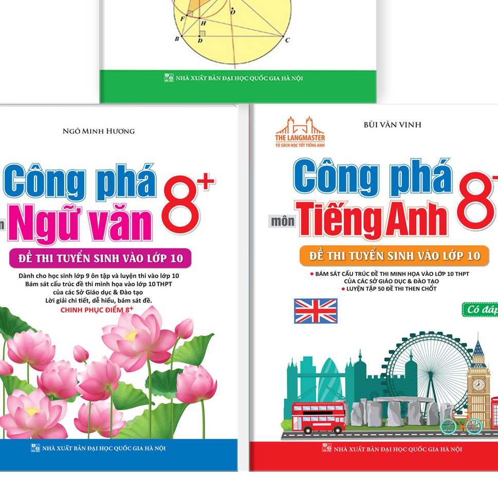 Sách -Công phá 8+ đề thi tuyển sinh vào lớp 10 môn toán - văn- anh + Tặng Bookmark