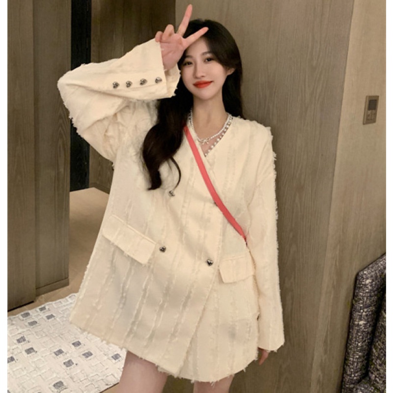 Áo Khoác Nữ Dài Tay Cổ Bẻ Thời Trang Hàn