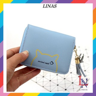 FreeShip Ví Nữ Mini Cầm Tay Hình Mèo Dễ Thương, Có Tua Rua 123