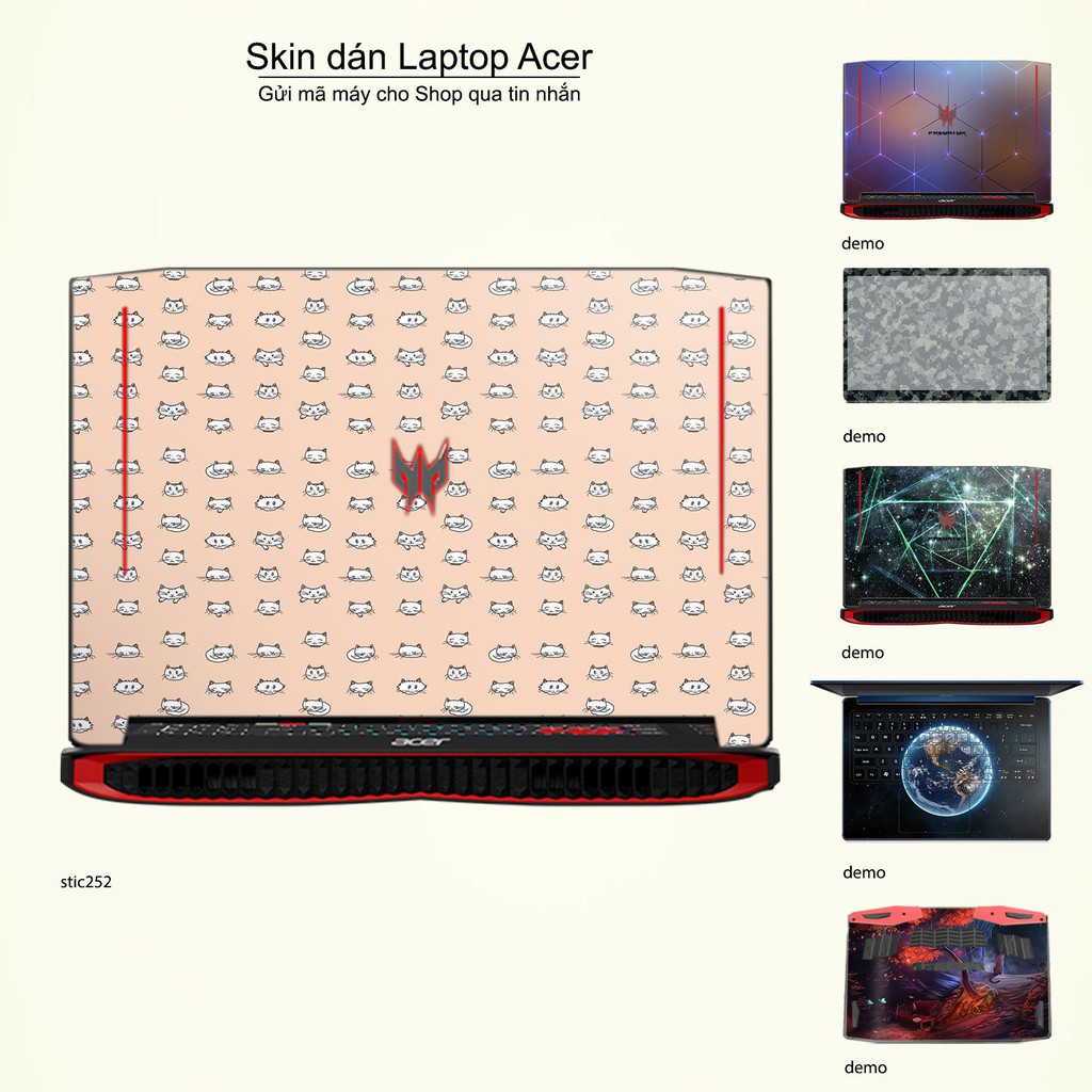 Skin dán Laptop Acer in hình mèo con - stic252 (inbox mã máy cho Shop)