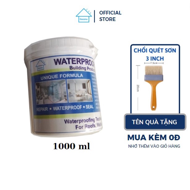 Keo chống thấm toilet, trần nhà, tường nhà DOCONU 1000ml trong suốt. [CAM KẾT BẢO HÀNH 1 ĐỔI 1]