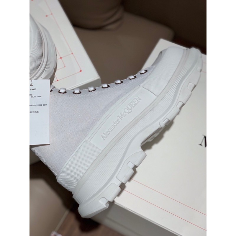 Giày thể thao/sneaker cổ cao của nam Alexander McQueen cao cấp đế cao 6.5cm thiết kế đơn giản và phong cách