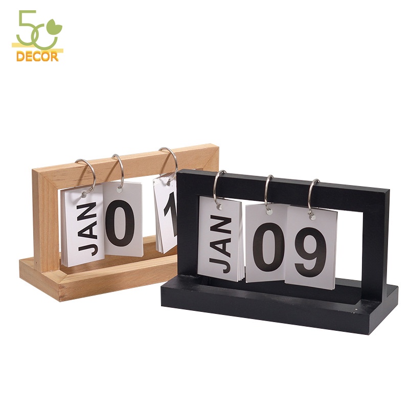 Lịch lật số để bàn, lịch khung gỗ trang trí bàn học, bàn làm việc, decor văn phòng, quà tặng, quà lưu niệm