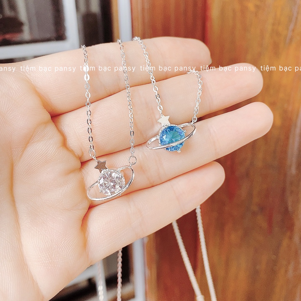 Dây chuyền bạc nữ PANSY hình ngôi sao và dải thiên hà nạm đá lấp lánh, vòng cổ bạc ta ý nghĩa thật đẹp