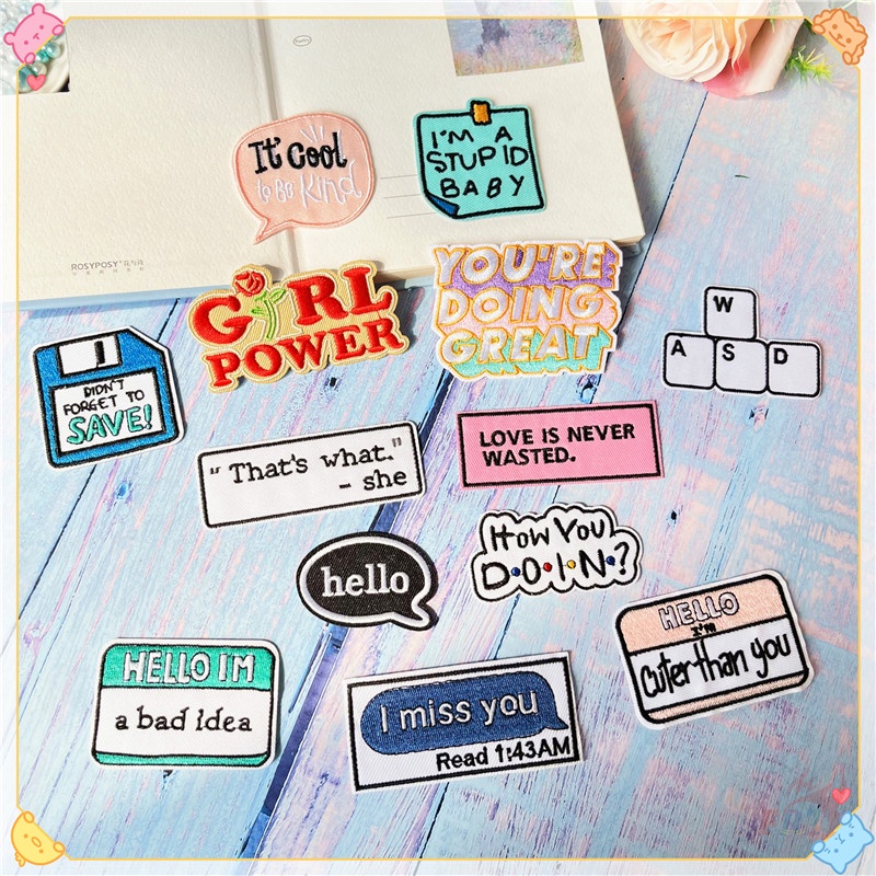 ♚ Miếng Dán Ủi Lên Quần Áo In Chữ Tiếng Anh Cá Tính ♚ 1 Sticker Ủi Thêu Hình Huy Hiệu