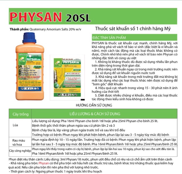 PHYSAN 20SL thuốc đặc trị vi khuẩn hại cây trồng