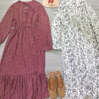 Váy hoa nhí đỏ Vintage