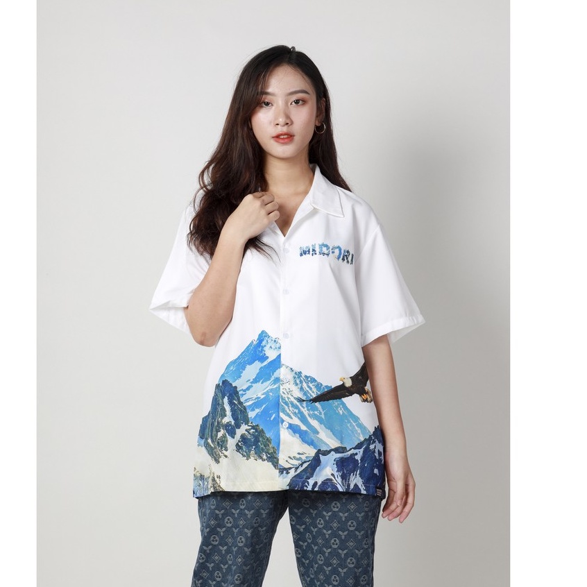 Áo Sơ Mi nam nữ Hoạ Tiết Tay Ngắn Cổ Vest Uniex Thời Trang Vải Lụa Local Brand M Studio