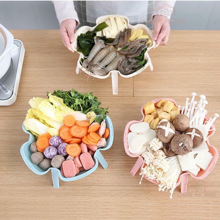 Đĩa Nhựa Xếp Tầng Thiết Kế Hình Bông Hoa Tinh TếFREESHIPĐĩa Nhựa Đựng Hoa Quả, Rau Củ Sang Trọng