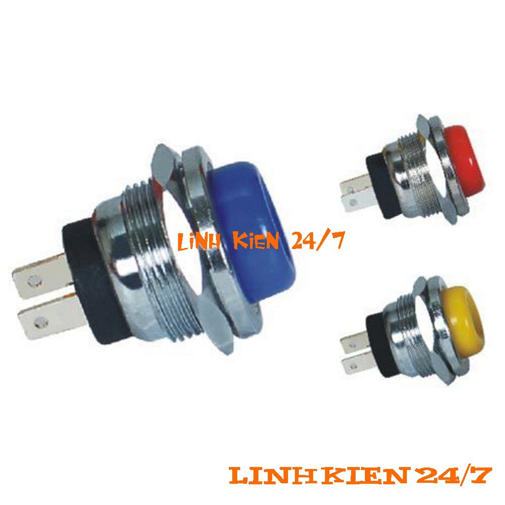 Bộ 2 Nút Nhấn Đề Vỏ Sắt To Nhấn Nhả 3A 125V 2 Chân