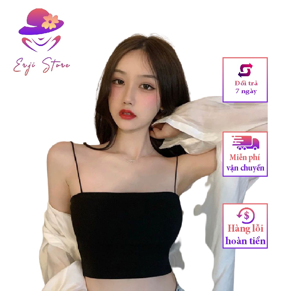 Áo 2 dây nữ croptop, Áo bún kiểu dody dáng ôm sợi bún chất borip co dãn 4 chiều màu đen trắng mặc đi chơi ở nhà đều đẹp