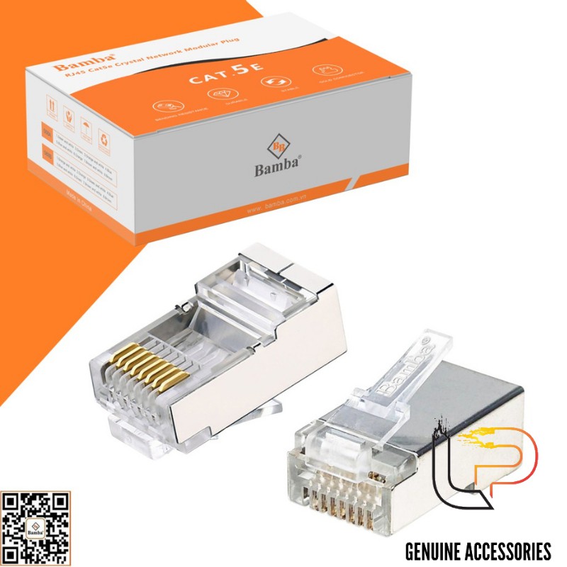 Hộp hạt mạng CAT5/CAT5E BAMBA bọc nhôm chống nhiễu - Đầu bấm mạng cat 5 bọc nhôm chống nhiễu BAMBA