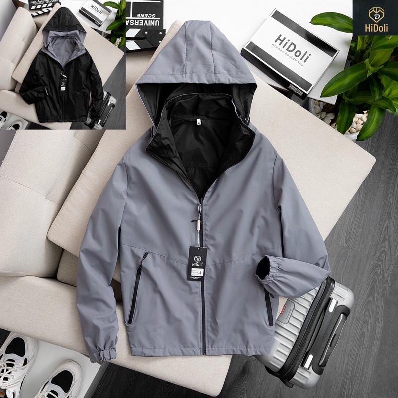 Áo khoác gió unisex 2 mặt chống thấm nước PABAKO  có 5 màu và 4 size S M L XL XXL