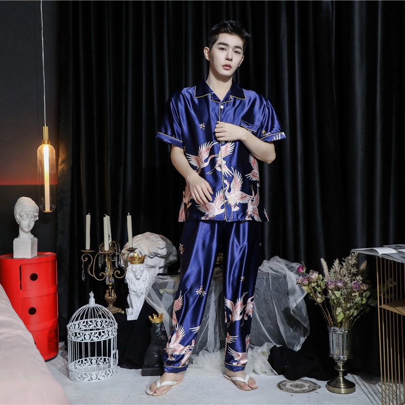 Bộ Đồ Ngủ Lụa Satin Tay Ngắn Plus Size M-5XL Dành Cho Nam Và Nữ