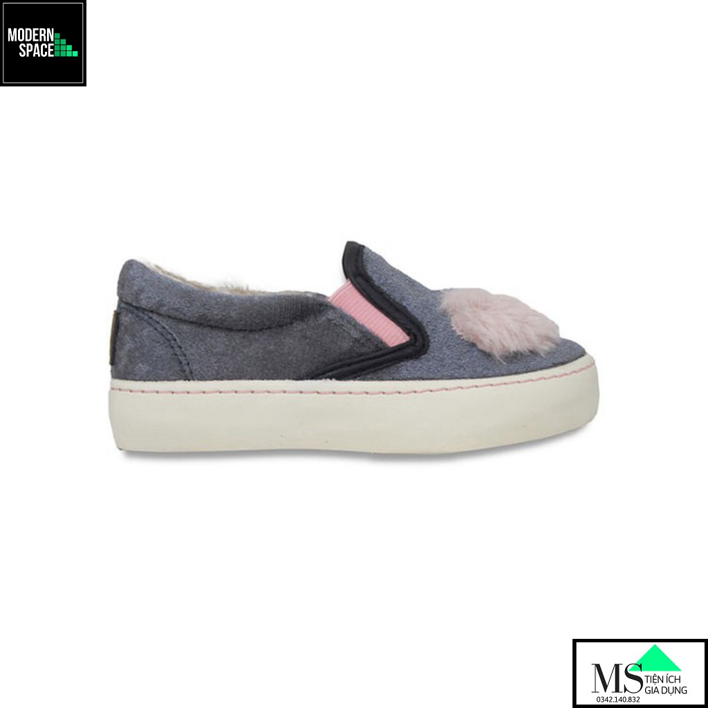 (GIÀY TRẺ EM) Giày Lười Slip-on bé gái thời trang D&amp;A UG1604 Nhung ghi [CHÍNH HÃNG]